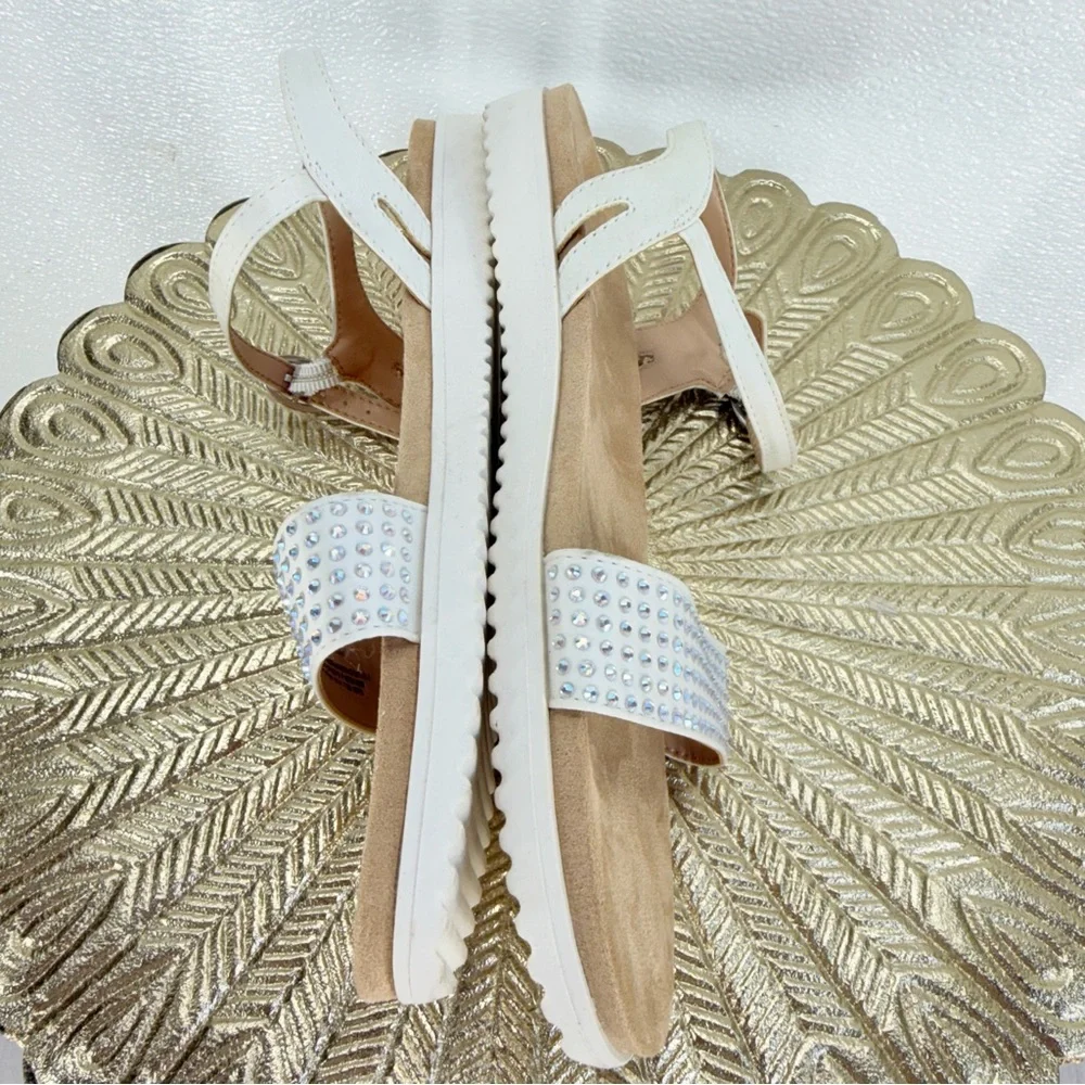 Cat‎ & Jack White Rhinestone Sandals Girls Size 5 Ankle Strap NWOT